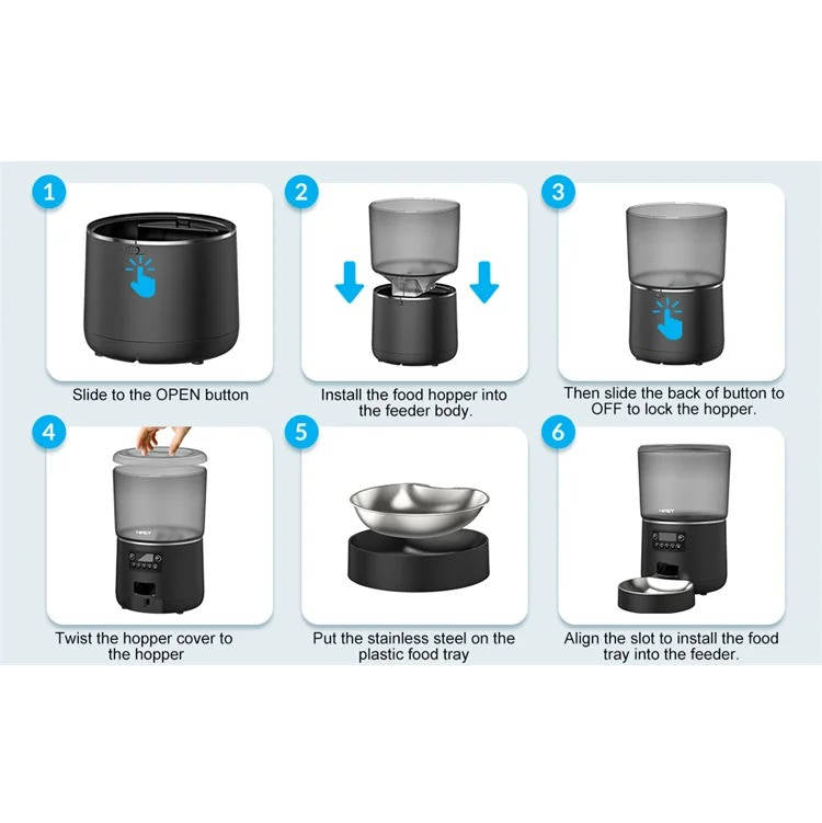 Automatic Pet Feeder Programmable Dispenser for Cats and Dogs