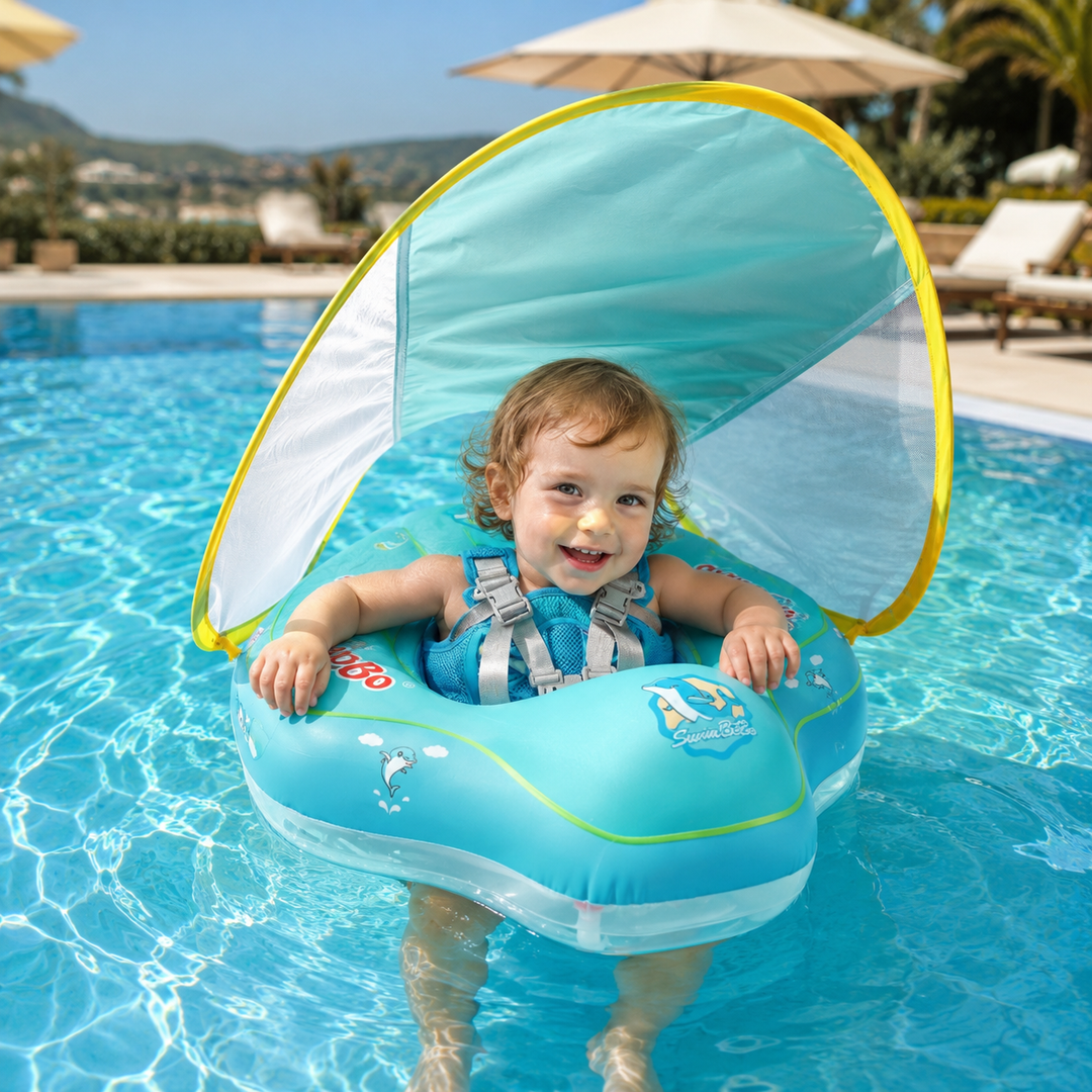 Baby Pool Float Canopy Inflatable Infant Swim Ring Bathing Summer Kids