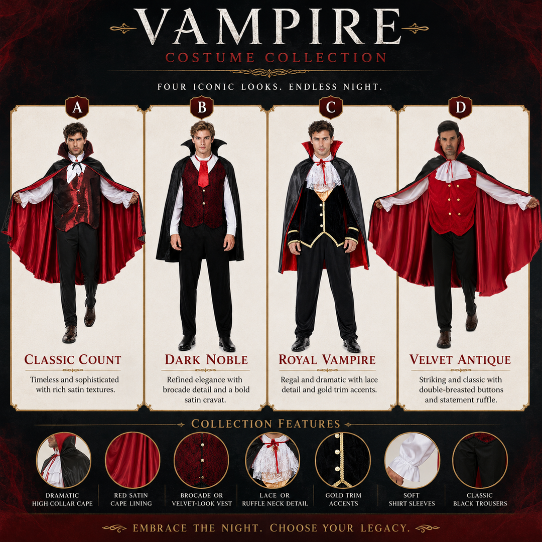 Vampire Cape Costume with Vest and Collar for Men