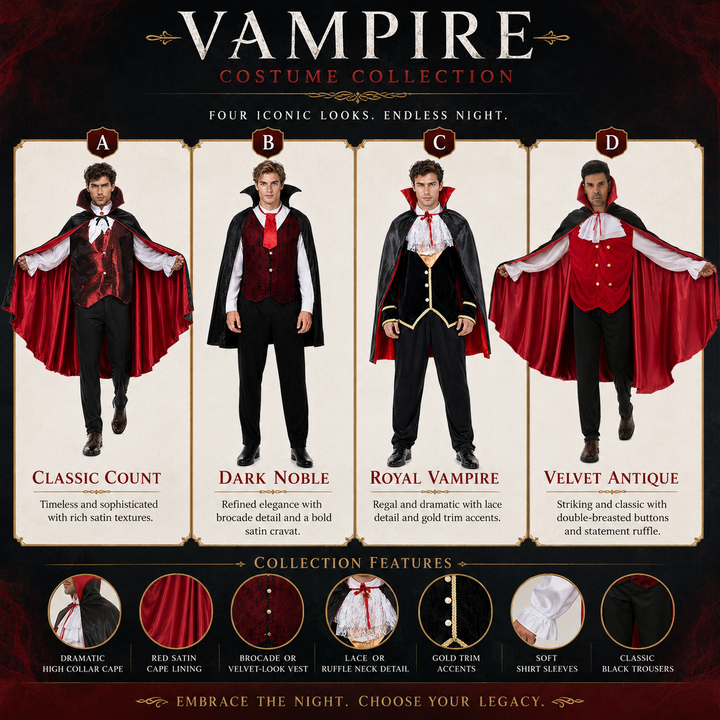 Vampire Cape Costume with Vest and Collar for Men