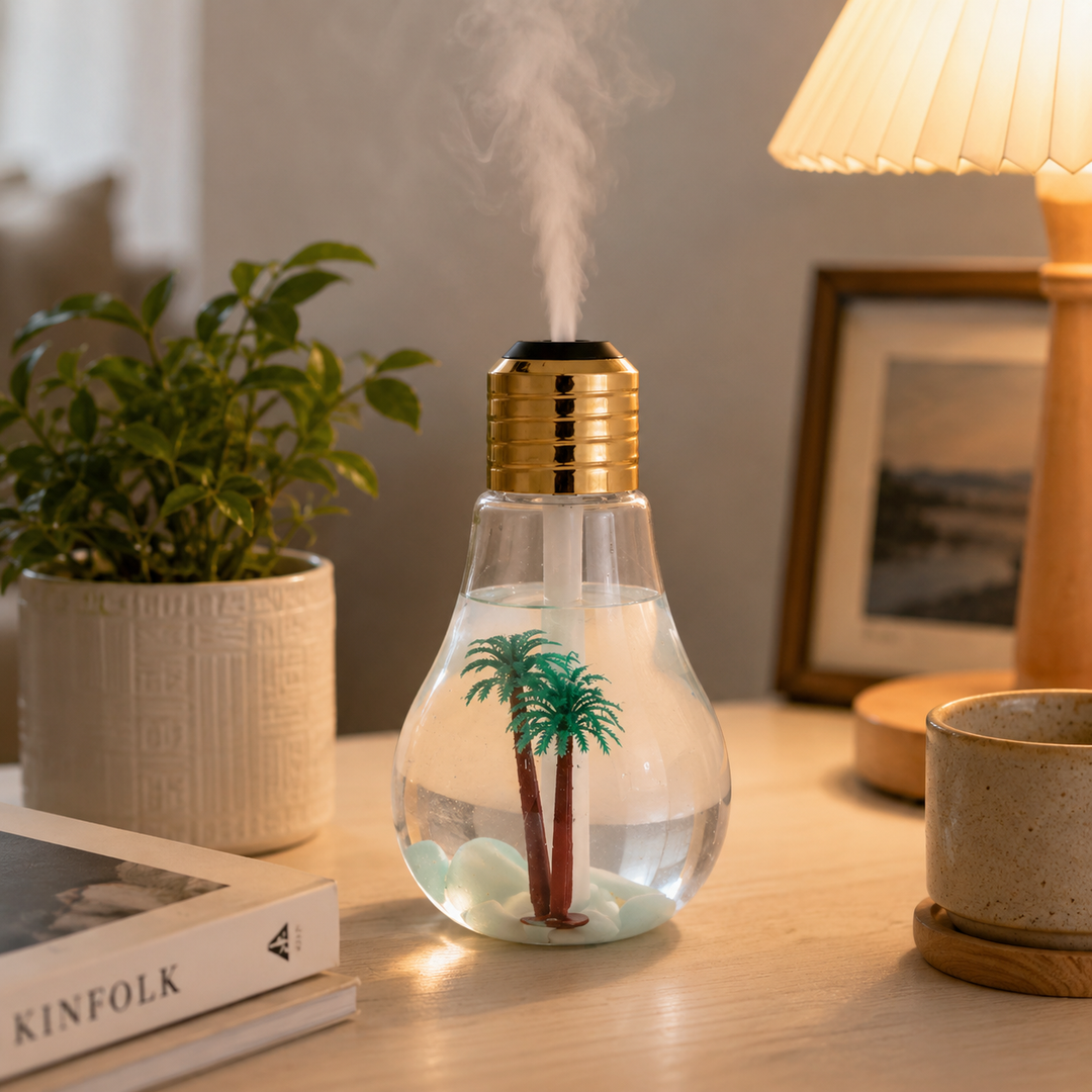 Light Bulb Air Humidifier 400ml Desktop Bedroom Office Mist Maker USB Night Light