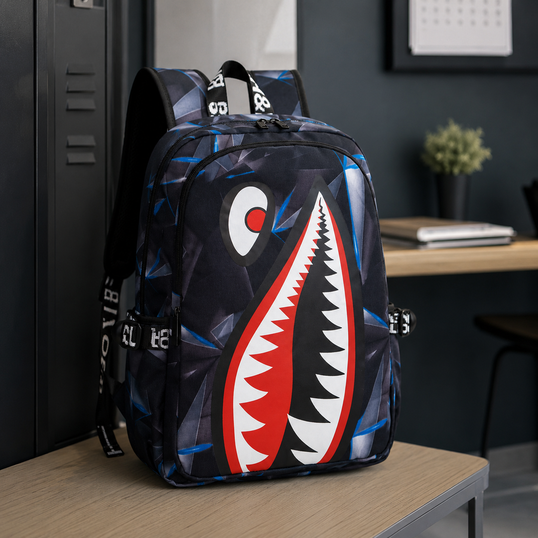 Shark Mouth Backpack for Boys Large Capacity Lightweight Primary School Bag