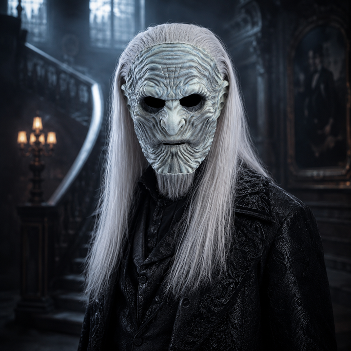 White Walker Mask with Long Hair Halloween Costume Mask