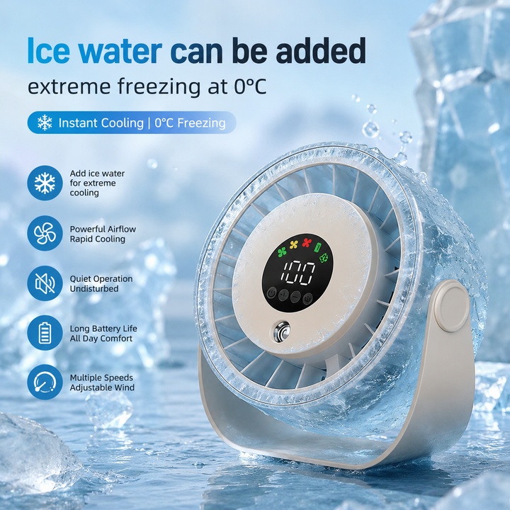Portable Misting Fan Digital Display Quiet Cooling Humidifier Wall Hangable