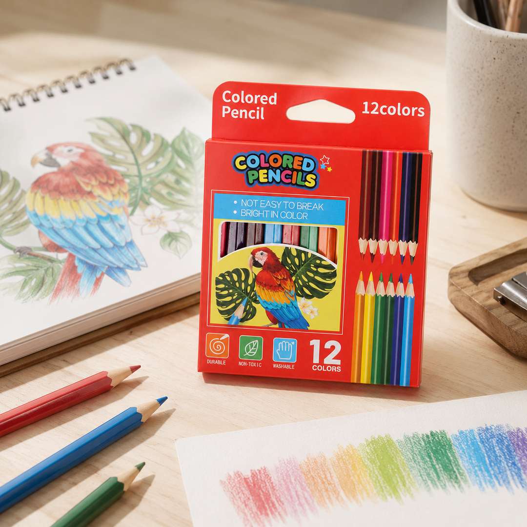 12 Color Break-Resistant Pencil Set for Kids