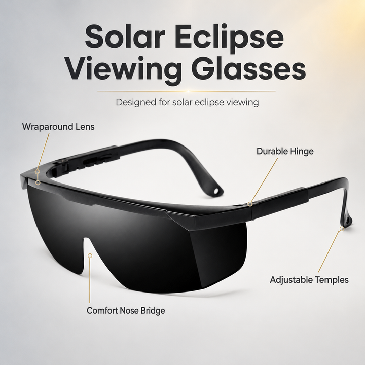 Solar Eclipse Viewing Glasses Full-Coverage Shield Eyewear for Safe Eclipse Watching