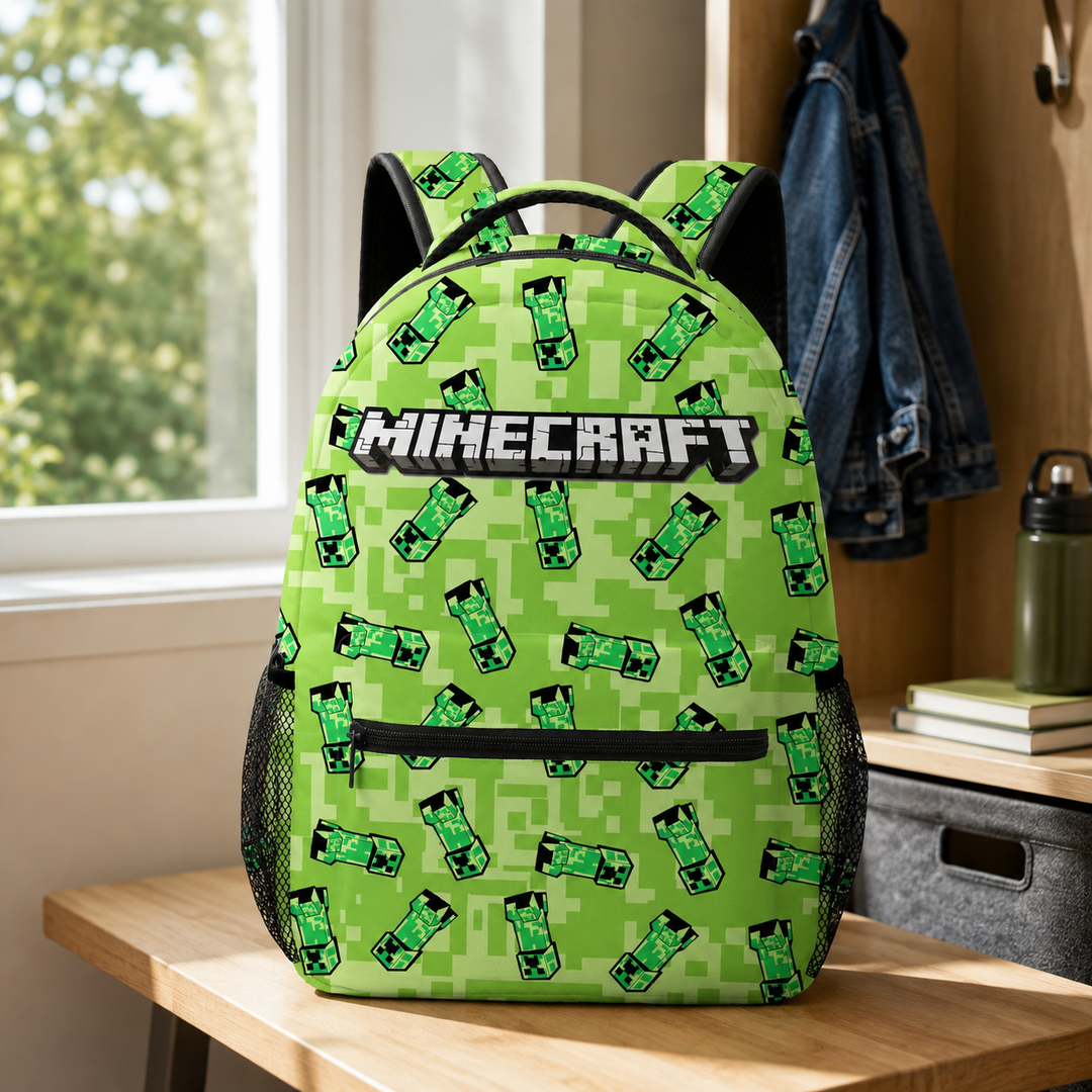 Minecraft Boys and Girls School Backpack, Double-Sided Print 20L Lightweight Bookbag