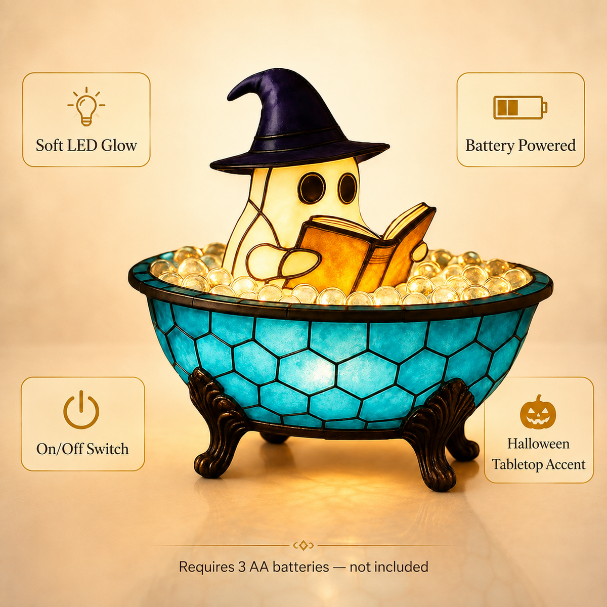 Ghost Bubble Bath LED Night Light Halloween Accent Lamp