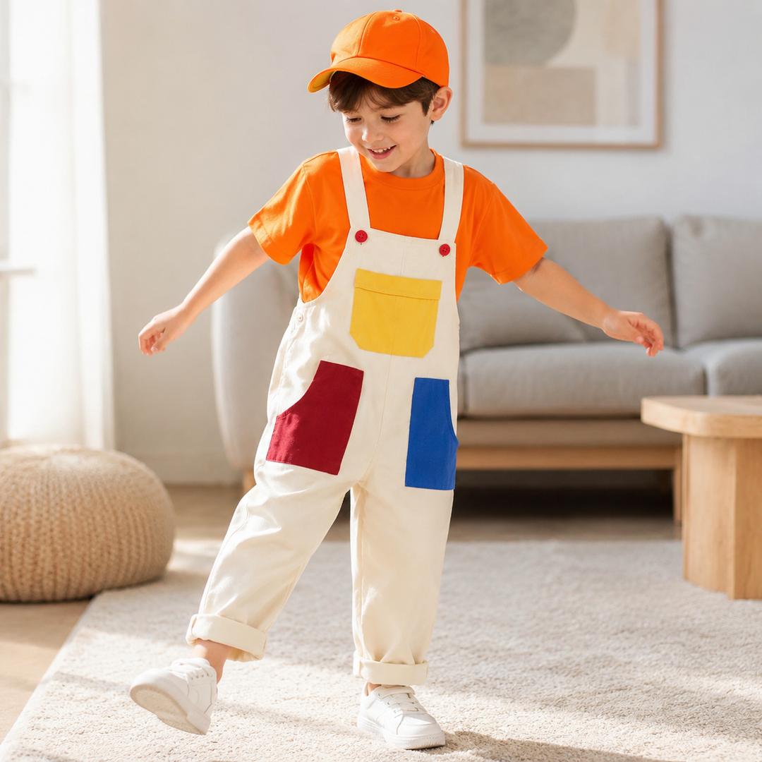 Super Mario Bros Costume Overalls Set with Cap for Kids