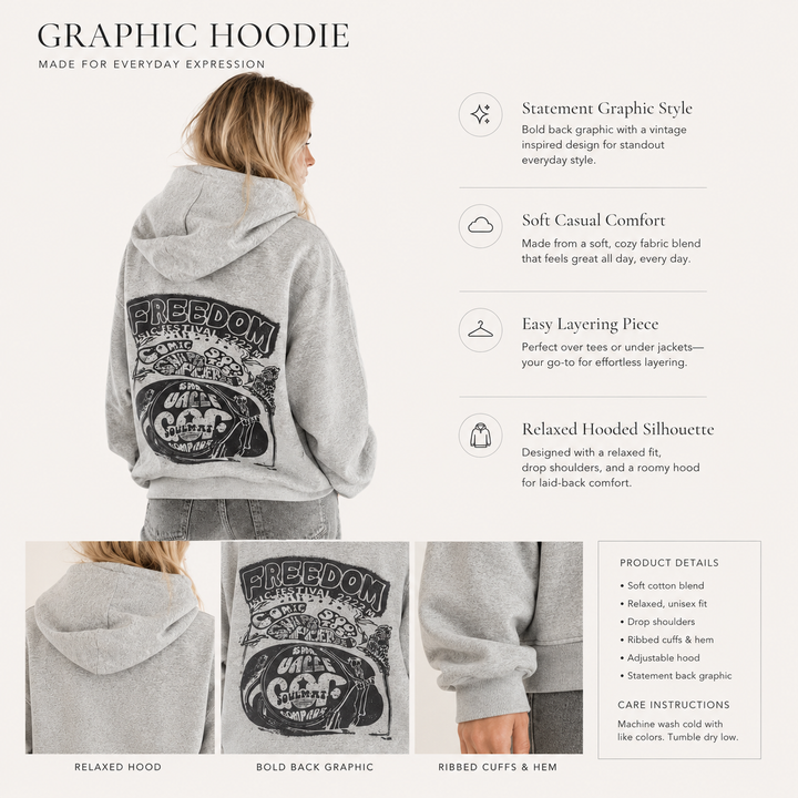 Vintage Festival Graphic Freedom Hoodie Unisex Sweatshirt