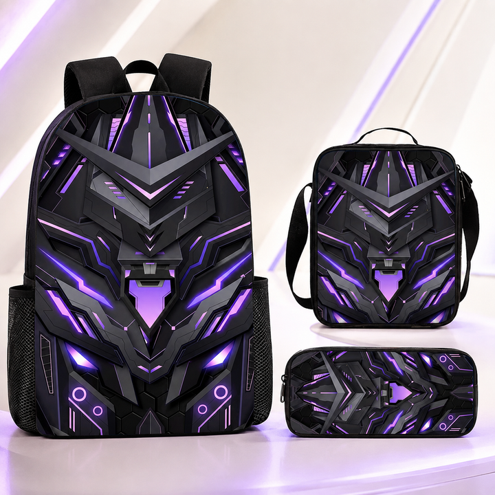 Boys Cyberpunk Robot School Backpack Set for Students