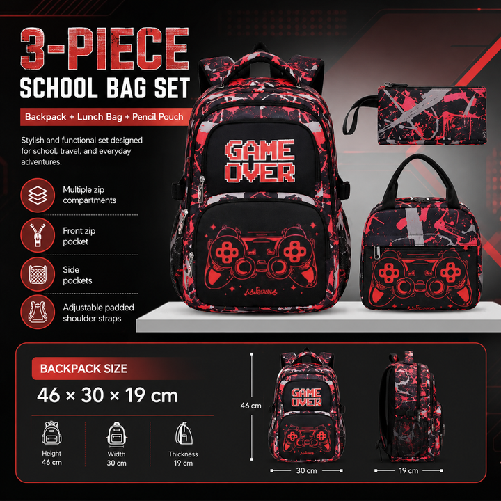 Camouflage Graffiti 3 In 1 Kids School Backpack Primary Boys Girls