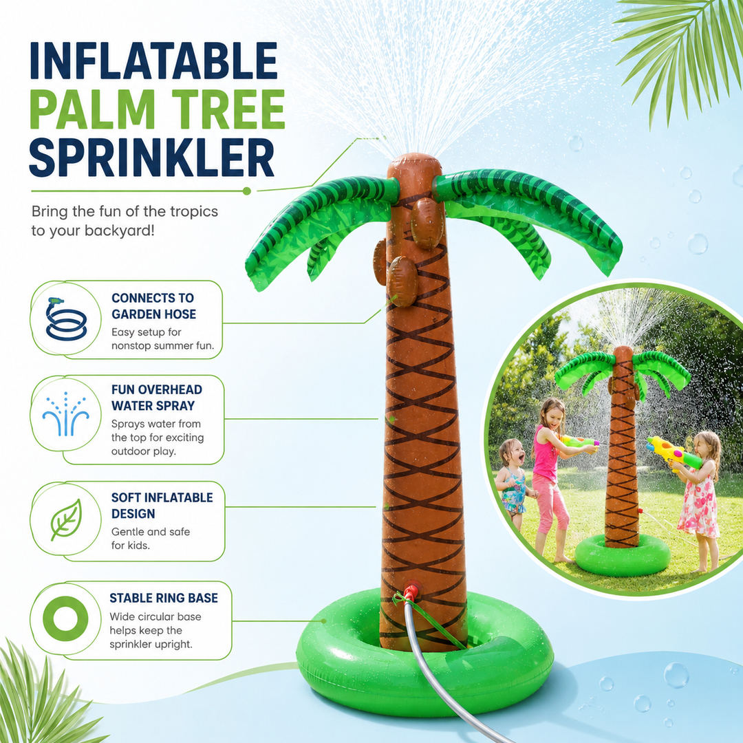 Inflatable Coconut Tree Sprinkler Hawaii Beach Pool Party Water Toy