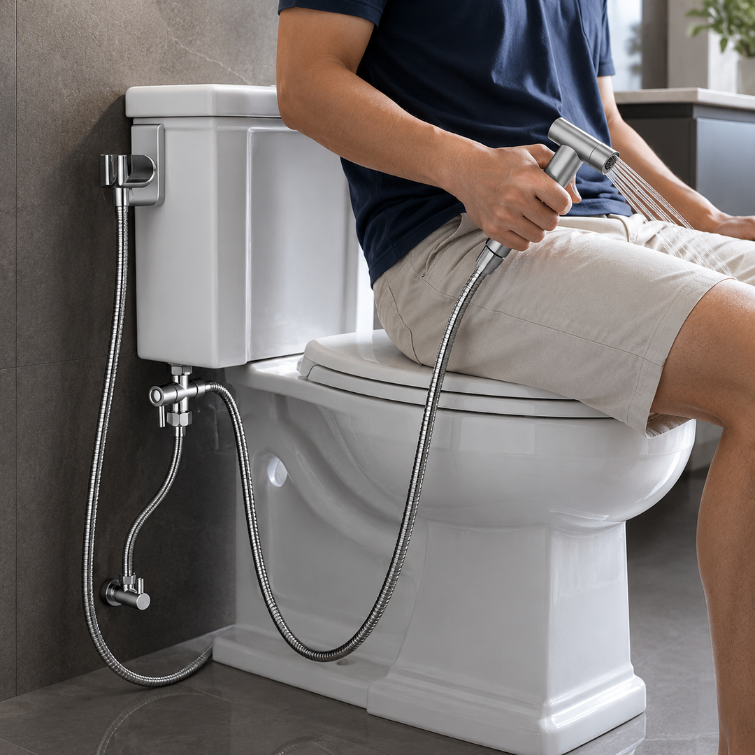 Handheld Bidet Sprayer for Toilet Adjustable Pressure Brushed Nickel with Hose