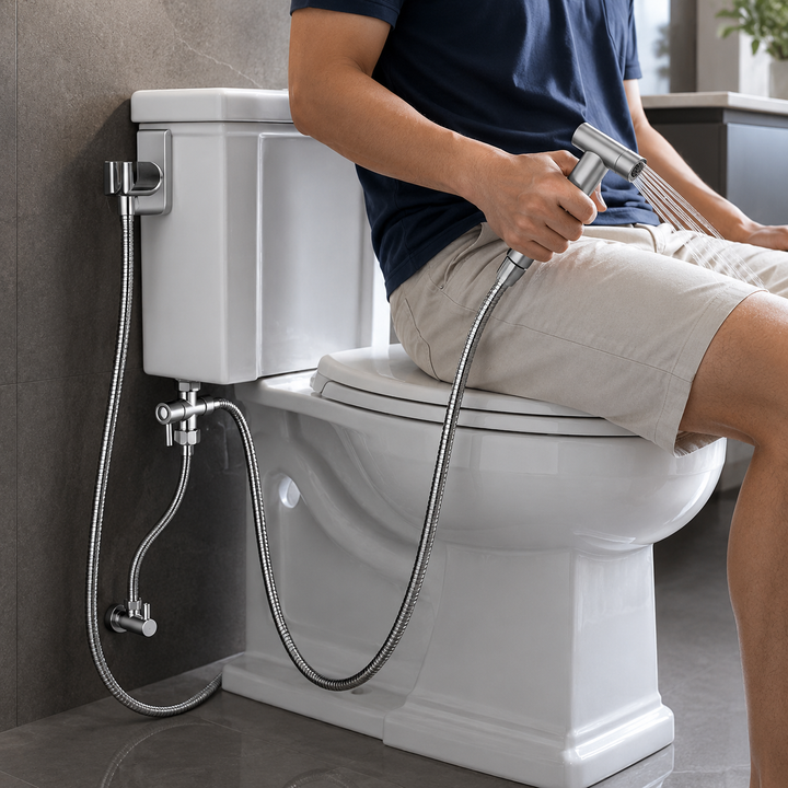 Handheld Bidet Sprayer for Toilet Adjustable Pressure Brushed Nickel with Hose