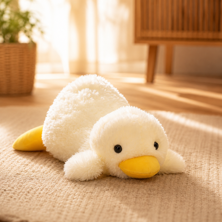Cute Yellow Duck Plush Cartoon Party Pose Soothing Kids Pillow