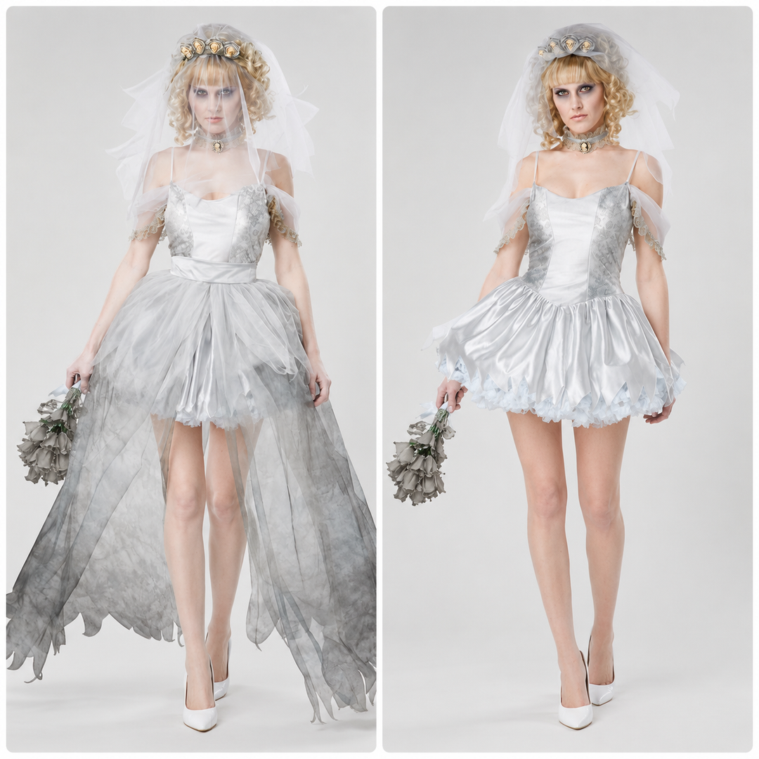 Ghost Bride Costume Zombie Wedding Dress Halloween Costume