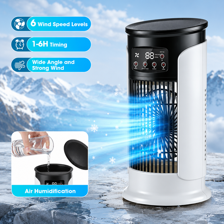 3-in-1 Portable Air Conditioner Fan 6 Speed Air Cooler Humidifier Night Light