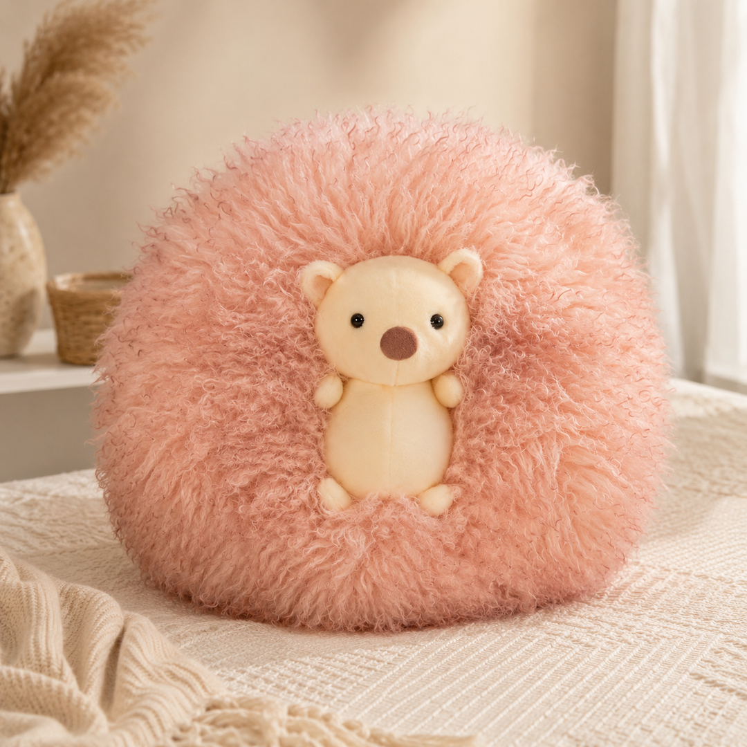 Kawaii Hedgehog Panda Plush Soft Chubby Round Pillow Kids Gift