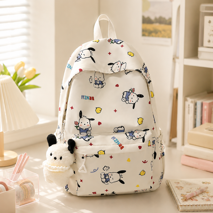 Cute Puppy Graffiti Girls School Backpack, Lightweight