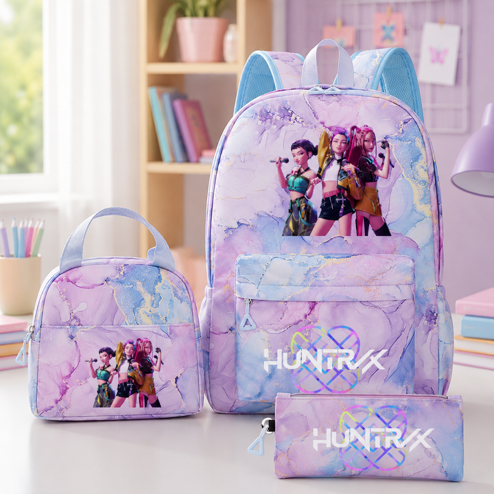 KPop Demon Hunters 3-Piece School Backpack Set with Lunch Bag and Pencil Case