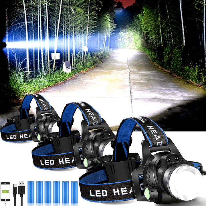 Rechargeable LED Headlamp with Rechargeable Batteries