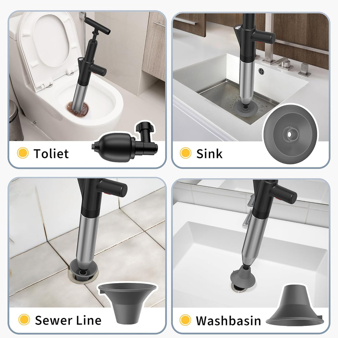 High Pressure Stainless Steel Toilet Plunger Unclogger