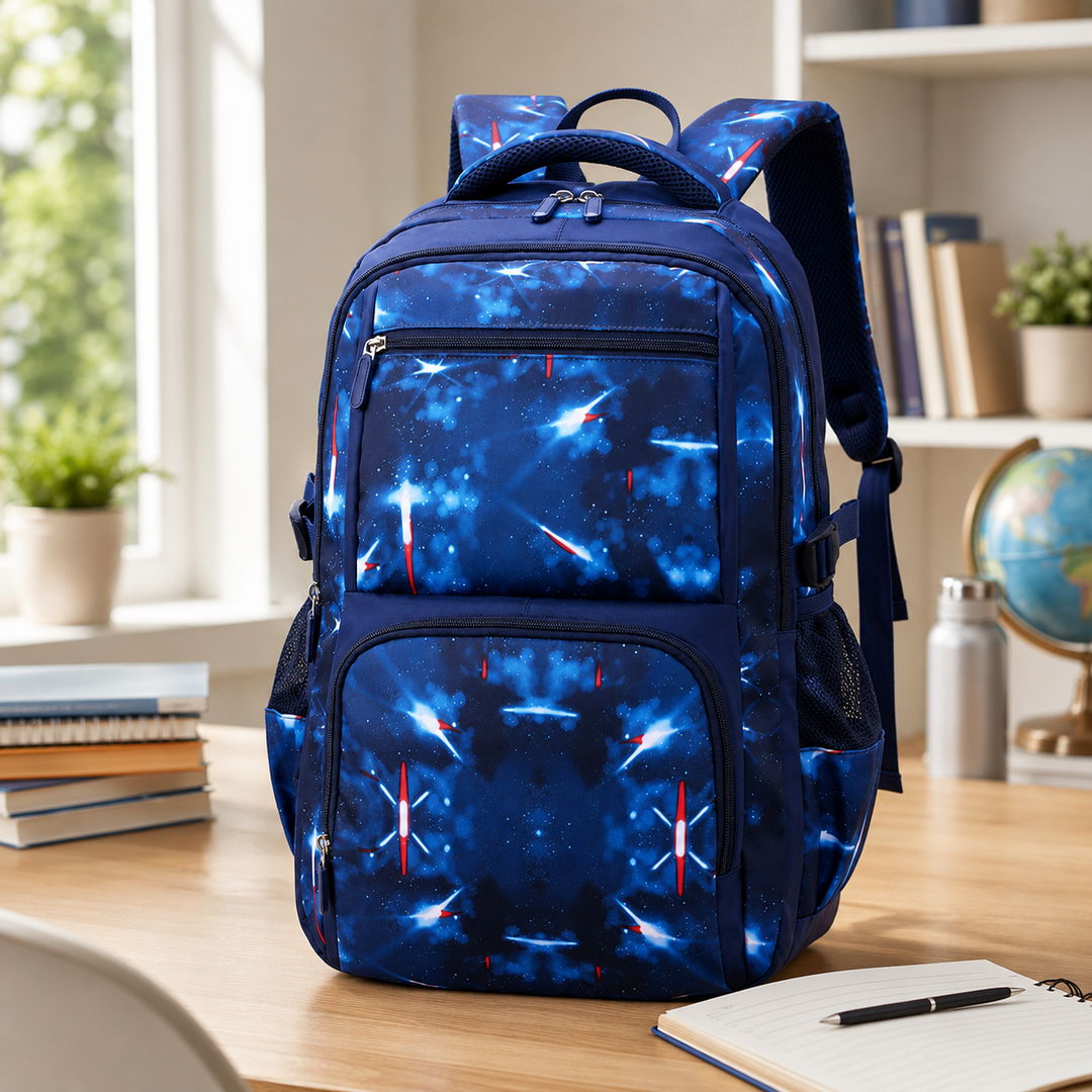 Boys Starry Sky Print School Backpack, Large Capacity