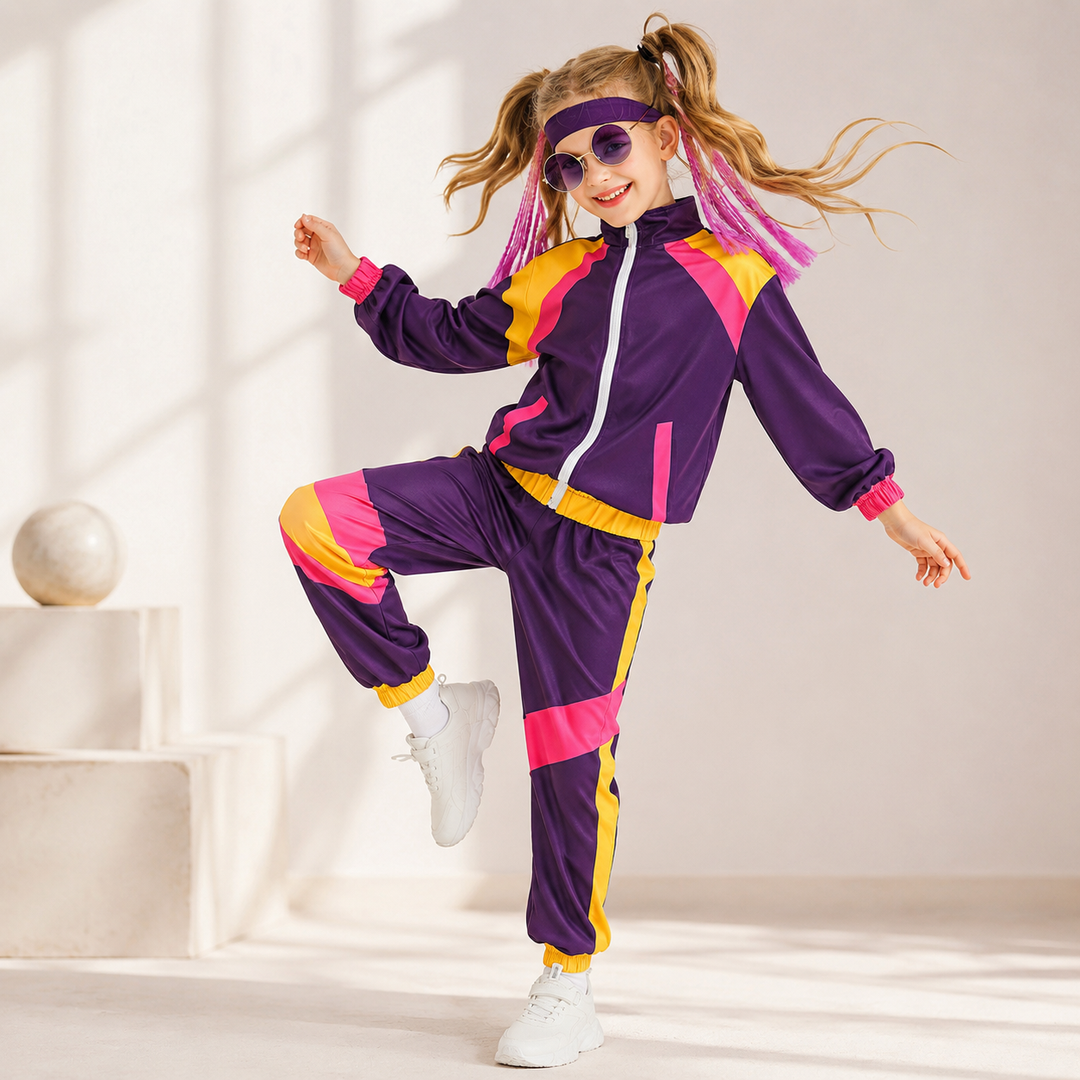 Kids Retro Tracksuit Costume 80s Dance Outfit Halloween Costume