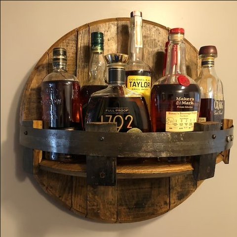 Bourbon Whiskey Barrel Wall Shelf