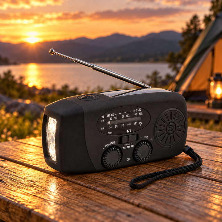 Wind Up Radio NOAA AM FM Solar Phone Charger Flashlight Wrist Strap