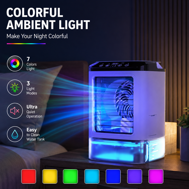 Portable Air Conditioner Mini AC Unit 900ML Water Tank 3-Speed Humidifier