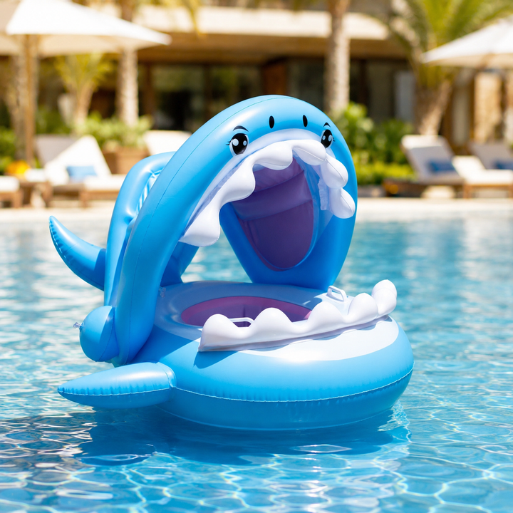 Canopy Shade Shark Float Seat Kids Summer Pool Water Toy Child-Safe