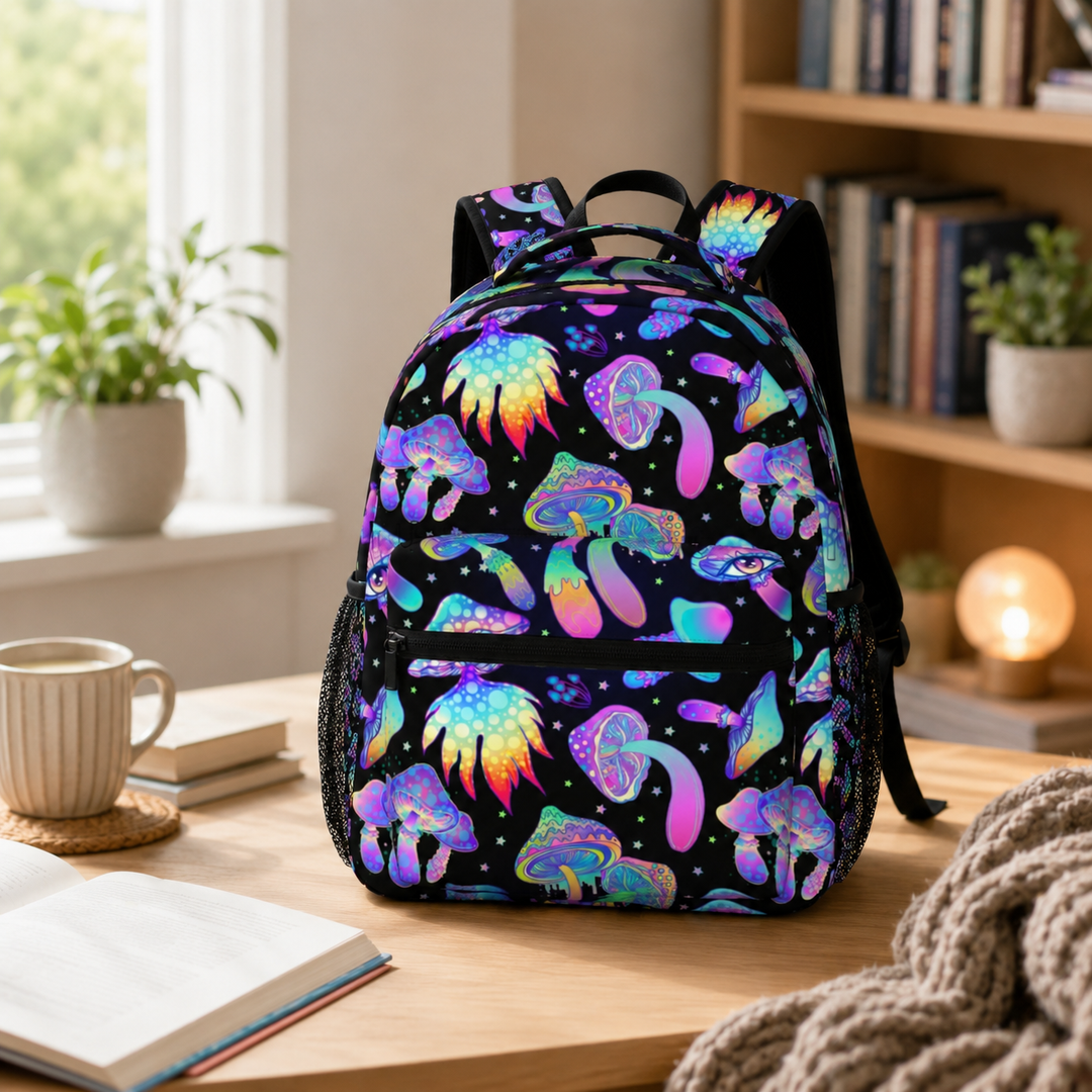 Trippy Mushroom Unisex Casual School Backpack