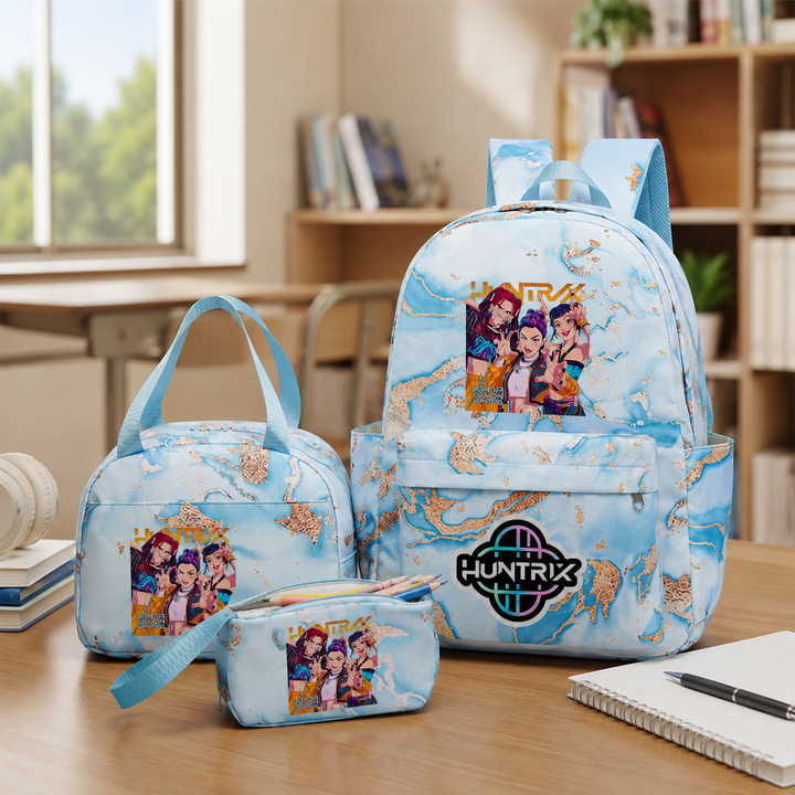 KPop Demon Hunters 3-Piece School Backpack Set with Lunch Bag and Pencil Case for Girls