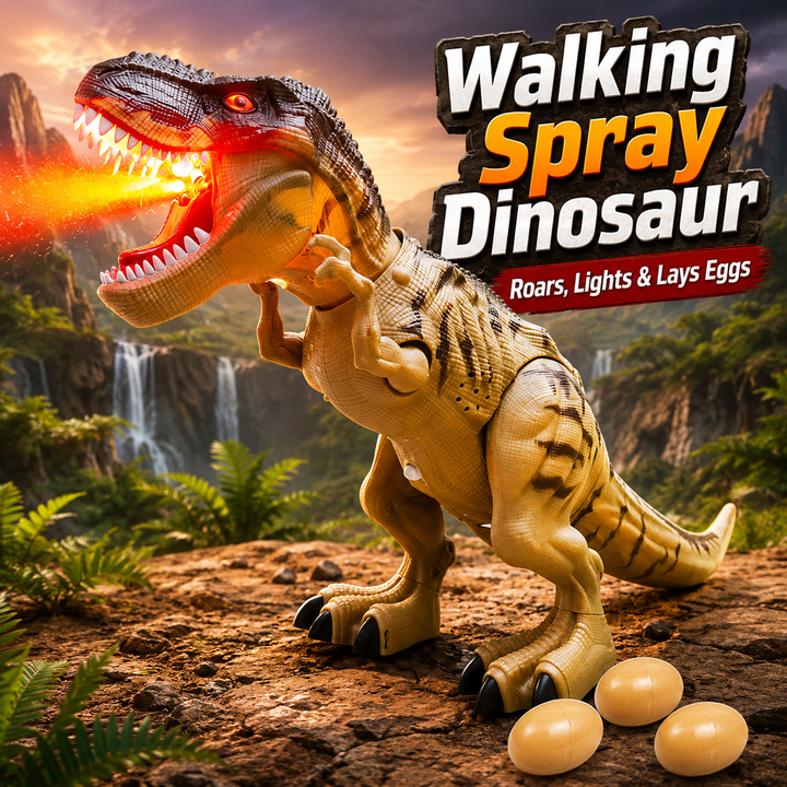 Walking Spray Dinosaur Toy Roars Projects Dinosaur Images Lights Up and Lays Eggs