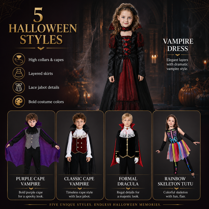 Vampire Costume for Girls with Cape and Vest Halloween Costume