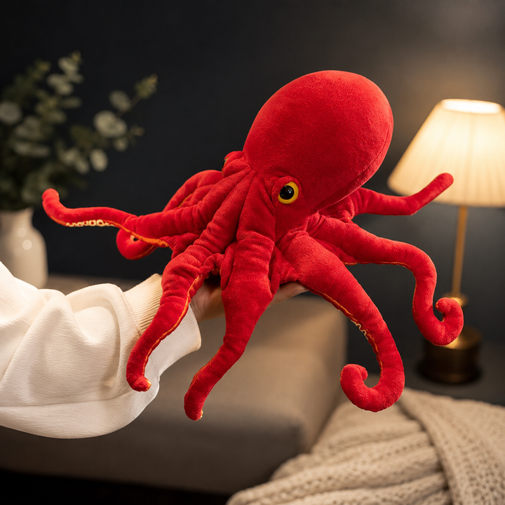 Lifelike Red Octopus Plush Toy Soft Sea Animal Kids Gift