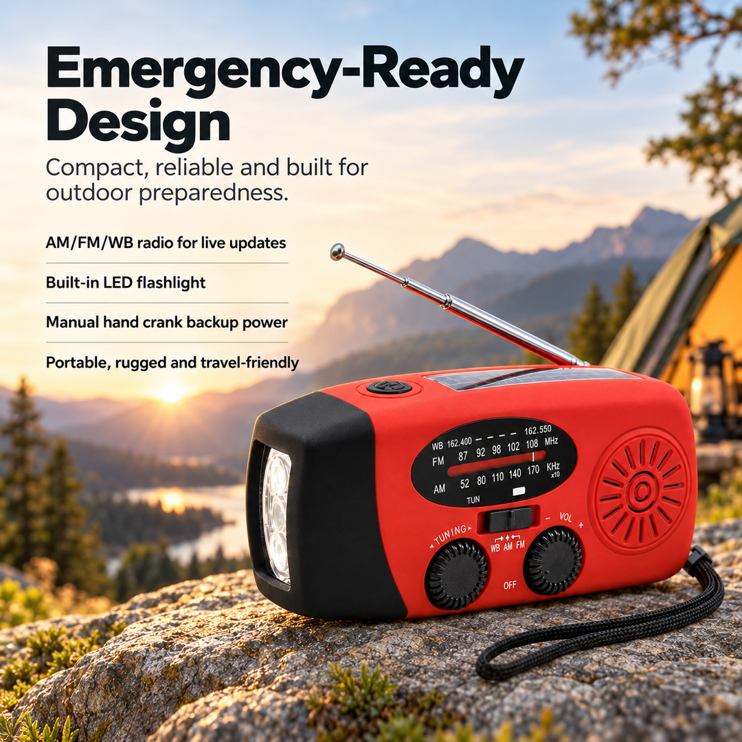Wind Up Radio NOAA AM FM Solar Phone Charger Flashlight Wrist Strap