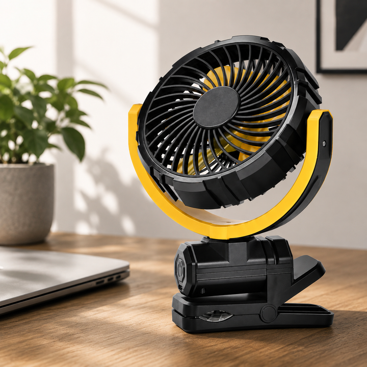 Car Fan Clamp-On Rechargeable 2000mAh Brushless 360 Rotating Portable Cooling