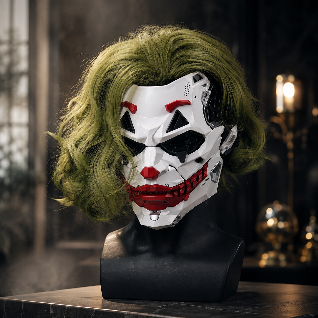 Cyberpunk Clown Mask with Wig for Halloween Cosplay