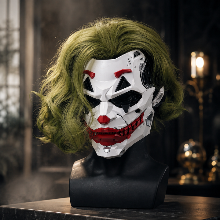 Cyberpunk Clown Mask with Wig for Halloween Cosplay