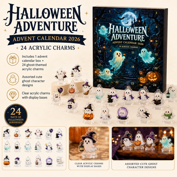Halloween Ghost Advent Calendar with 24 Acrylic Charms