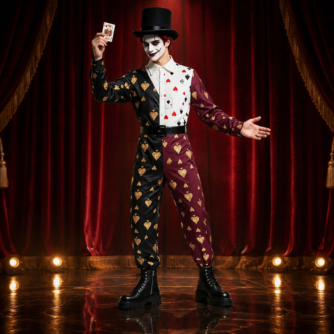 Playing Card Circus Costume Jumpsuit for Men and Women