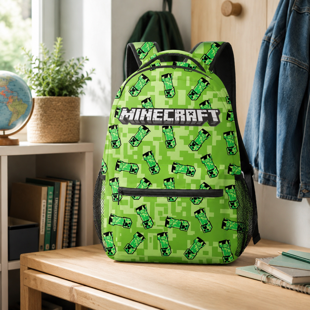 Minecraft Boys and Girls School Backpack, 20L Double-Sided Print Bookbag