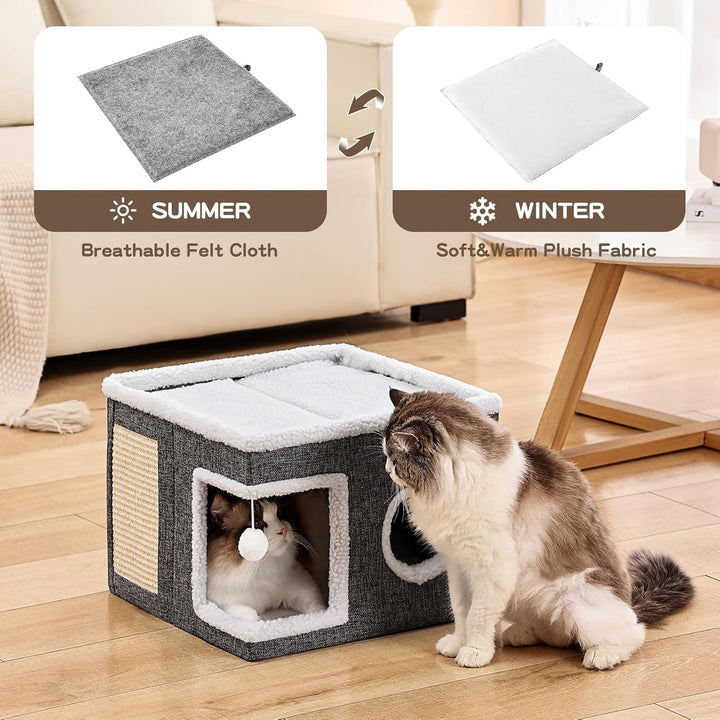 Cat Cave with Scratch Pad and Condo