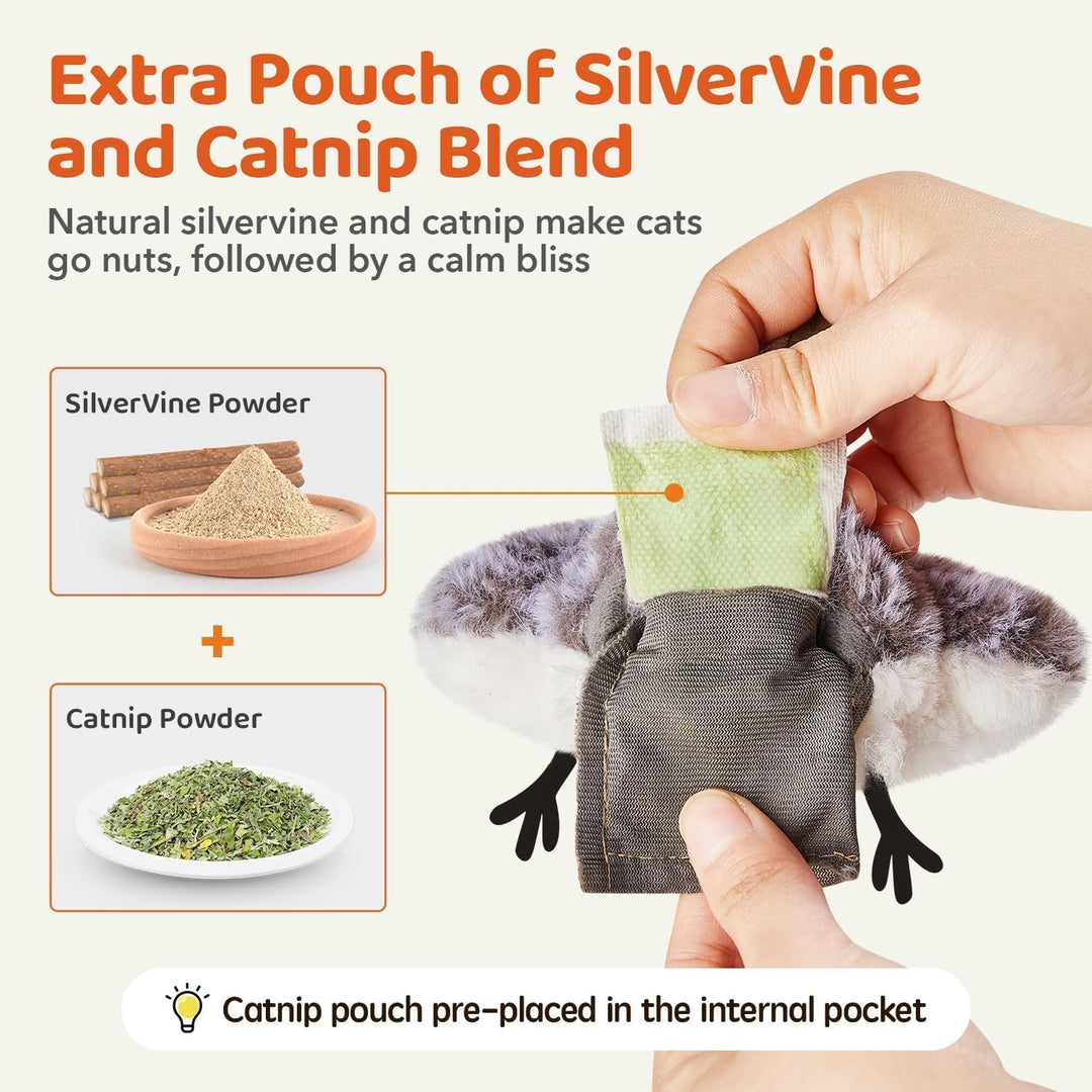 Cat Toy Flapping Bird Interactive Kicker Catnip Rechargeable