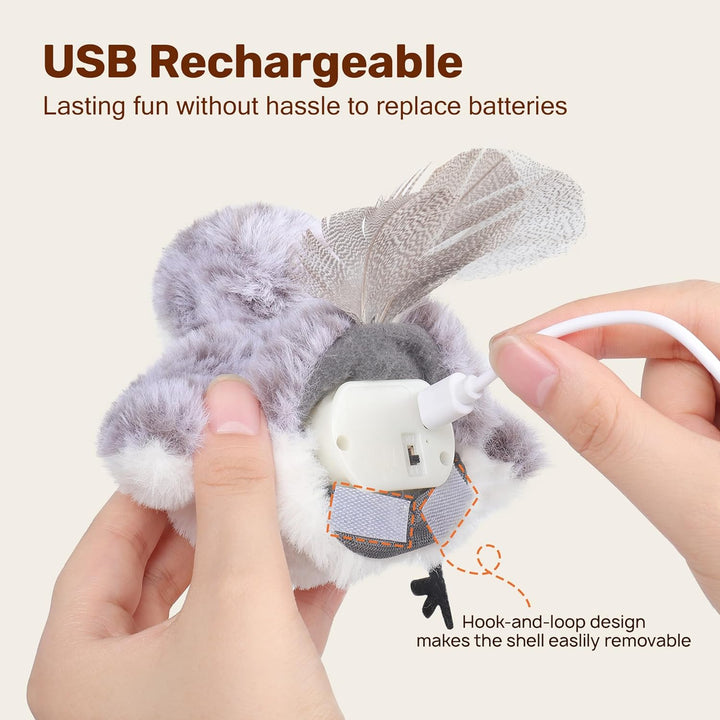 Cat Toy Flapping Bird Interactive Kicker Catnip Rechargeable