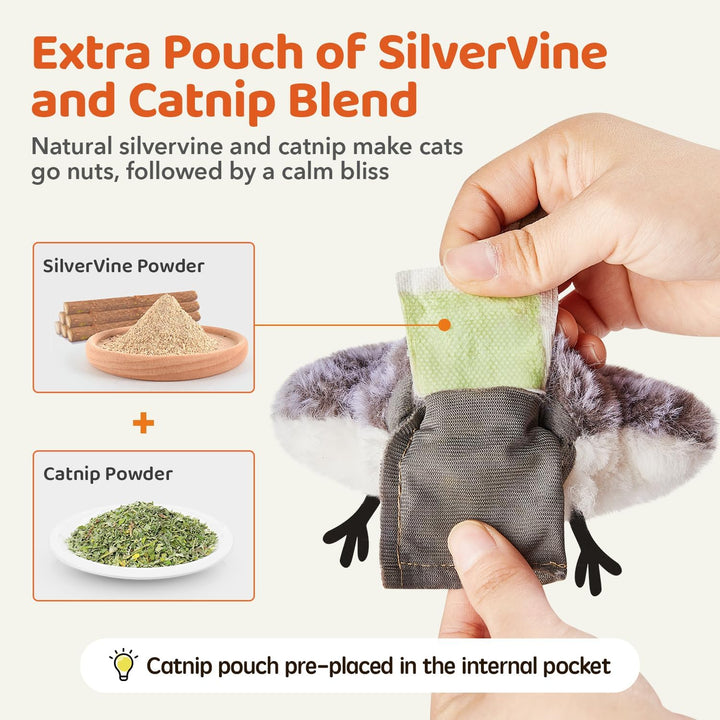 Cat Toy Flapping Bird Interactive Kicker Catnip Rechargeable