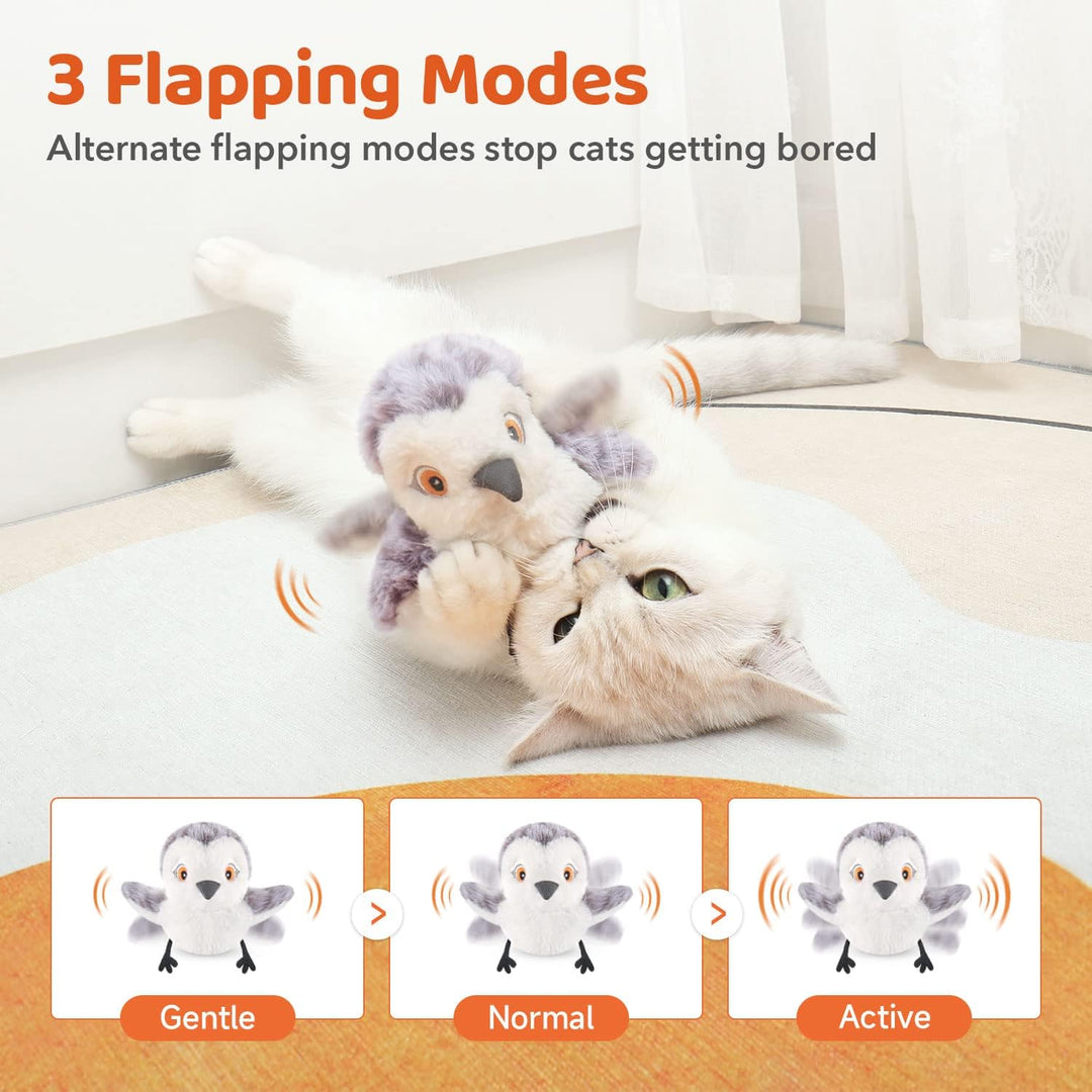Cat Toy Flapping Bird Interactive Kicker Catnip Rechargeable